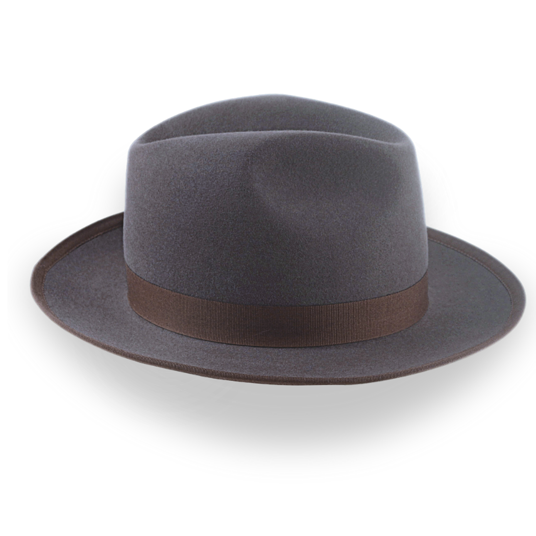 Handcrafted Classic Fedora in Caribou Grey Fur Felt | The Cavalieri - Agnoulita Hats 5 