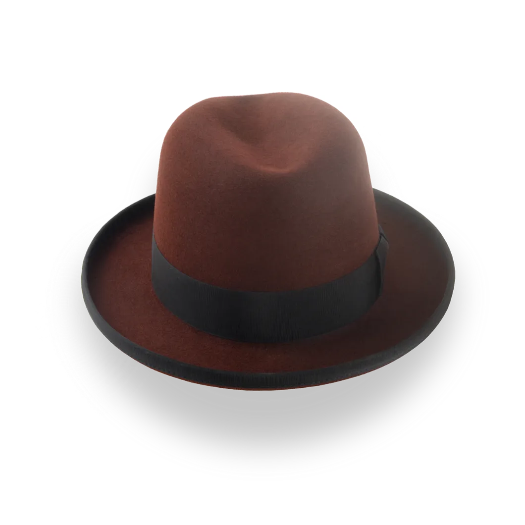 Handcrafted Oxblood Fur Felt Homburg with Custom Fit | The Cerebelle - Agnoulita Hats 6 