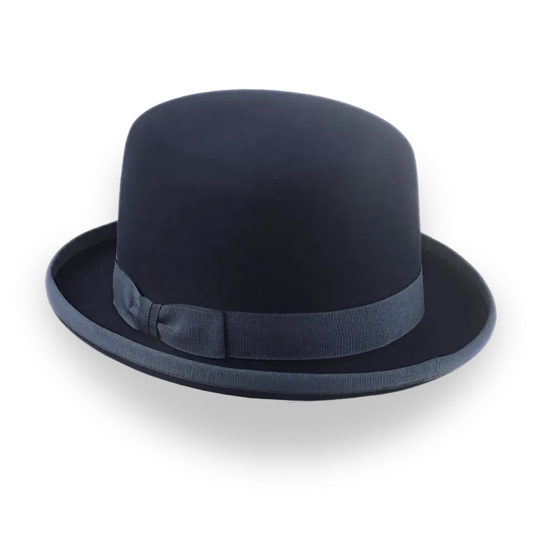 Iconic Flat Top Bowler Hat in Dark Navy Blue Fur Felt | The Oddjob - Agnoulita Hats 3 