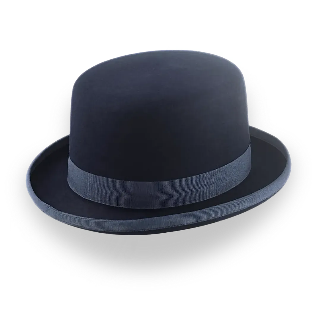 Iconic Flat Top Bowler Hat in Dark Navy Blue Fur Felt | The Oddjob - Agnoulita Hats 4 