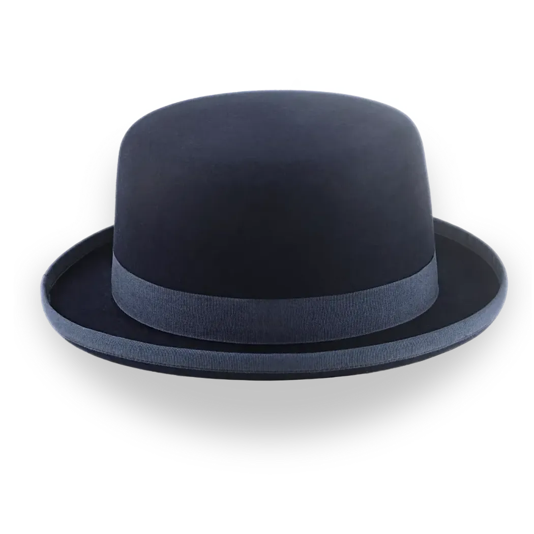 Iconic Flat Top Bowler Hat in Dark Navy Blue Fur Felt | The Oddjob - Agnoulita Hats 5 