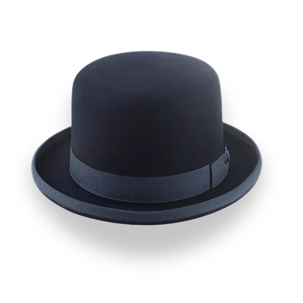 Iconic Flat Top Bowler Hat in Dark Navy Blue Fur Felt | The Oddjob - Agnoulita Hats 6 