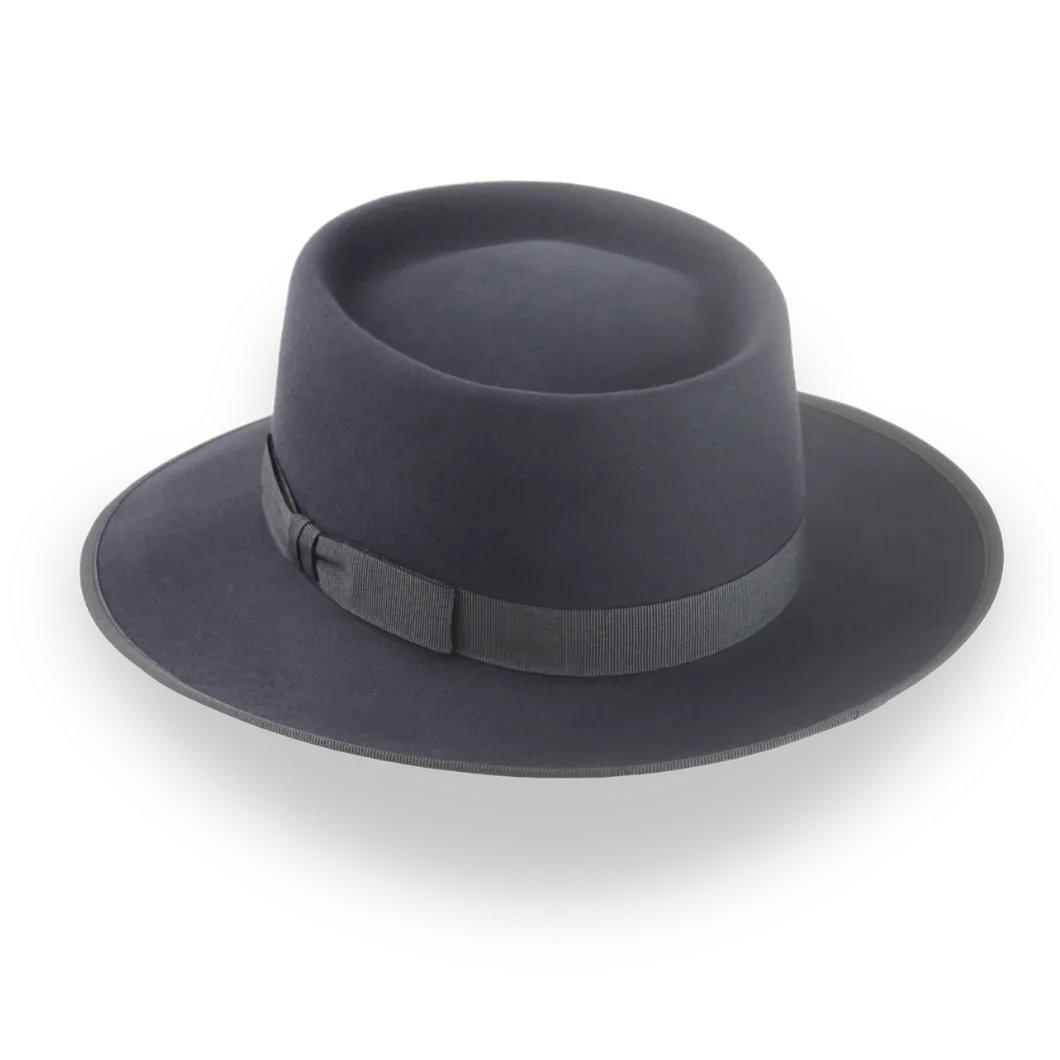 Iconic Slate Grey Fedora Porkpie Hat | The Oppenheimer - Agnoulita Hats 3 