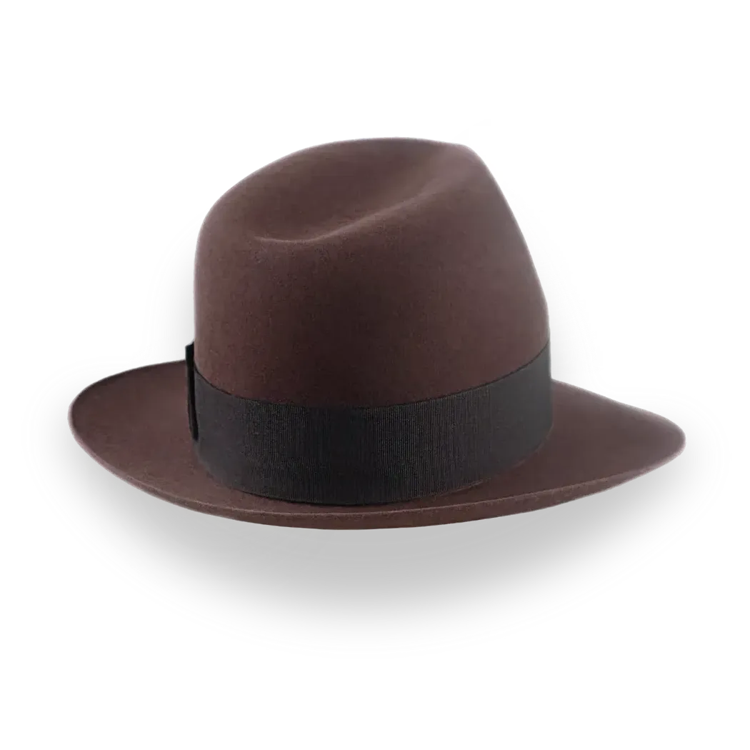 Indiana Jones Style Fedora In Sable Brown Beaver Fur Felt | The Pharaoh - Agnoulita Hats 4 