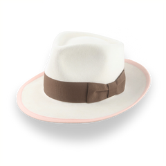 Ivory Teardrop Crown Fedora hattu pehmoisesta turkis huovasta | The Galante