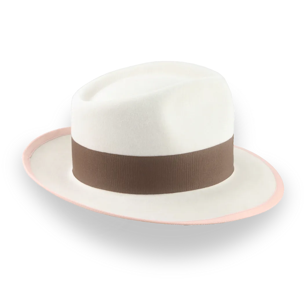 Ivory Teardrop Crown Fedora Hat in Plush Fur Felt | The Galante - Agnoulita Hats 5 