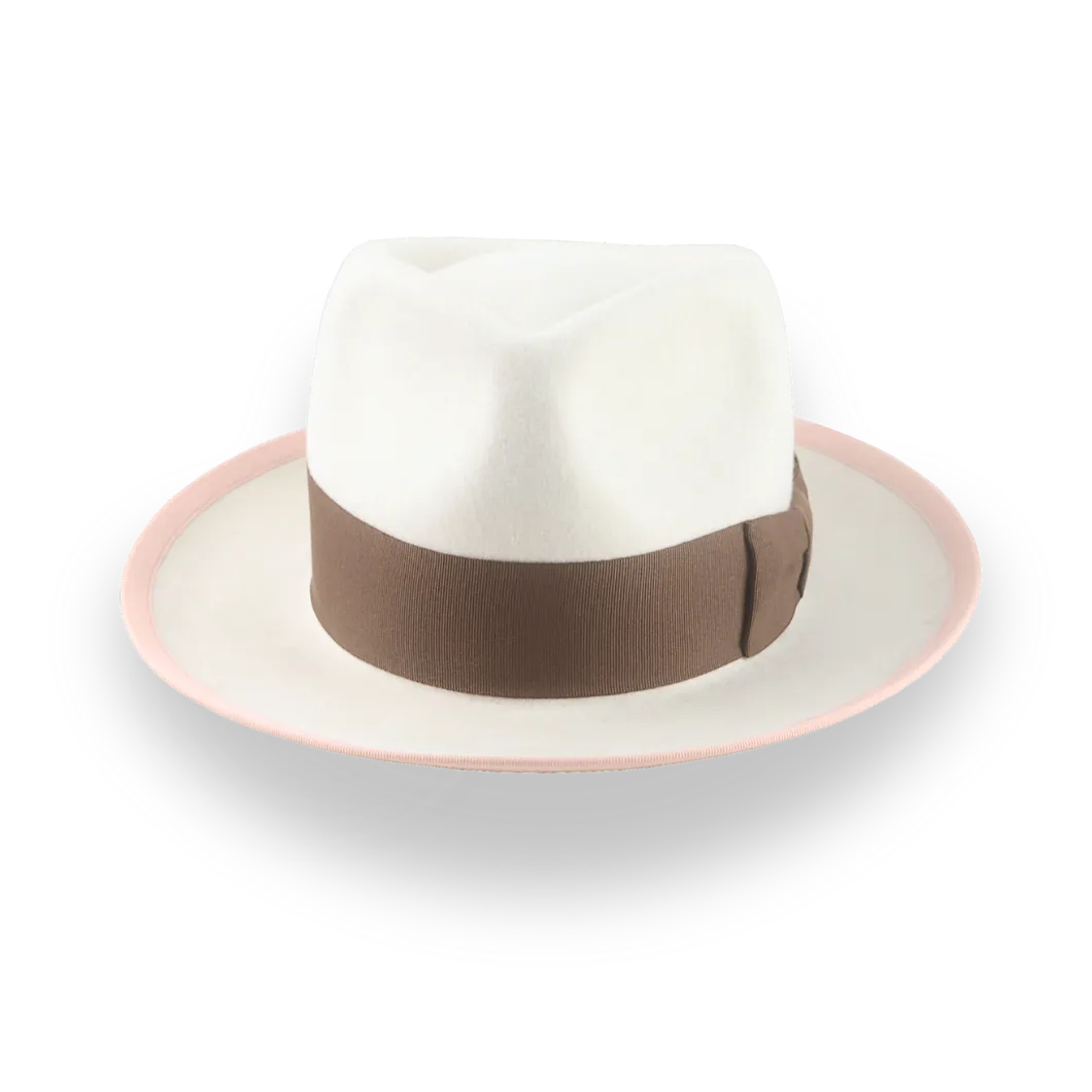 Ivory Teardrop Crown Fedora Hat in Plush Fur Felt | The Galante - Agnoulita Hats 6 
