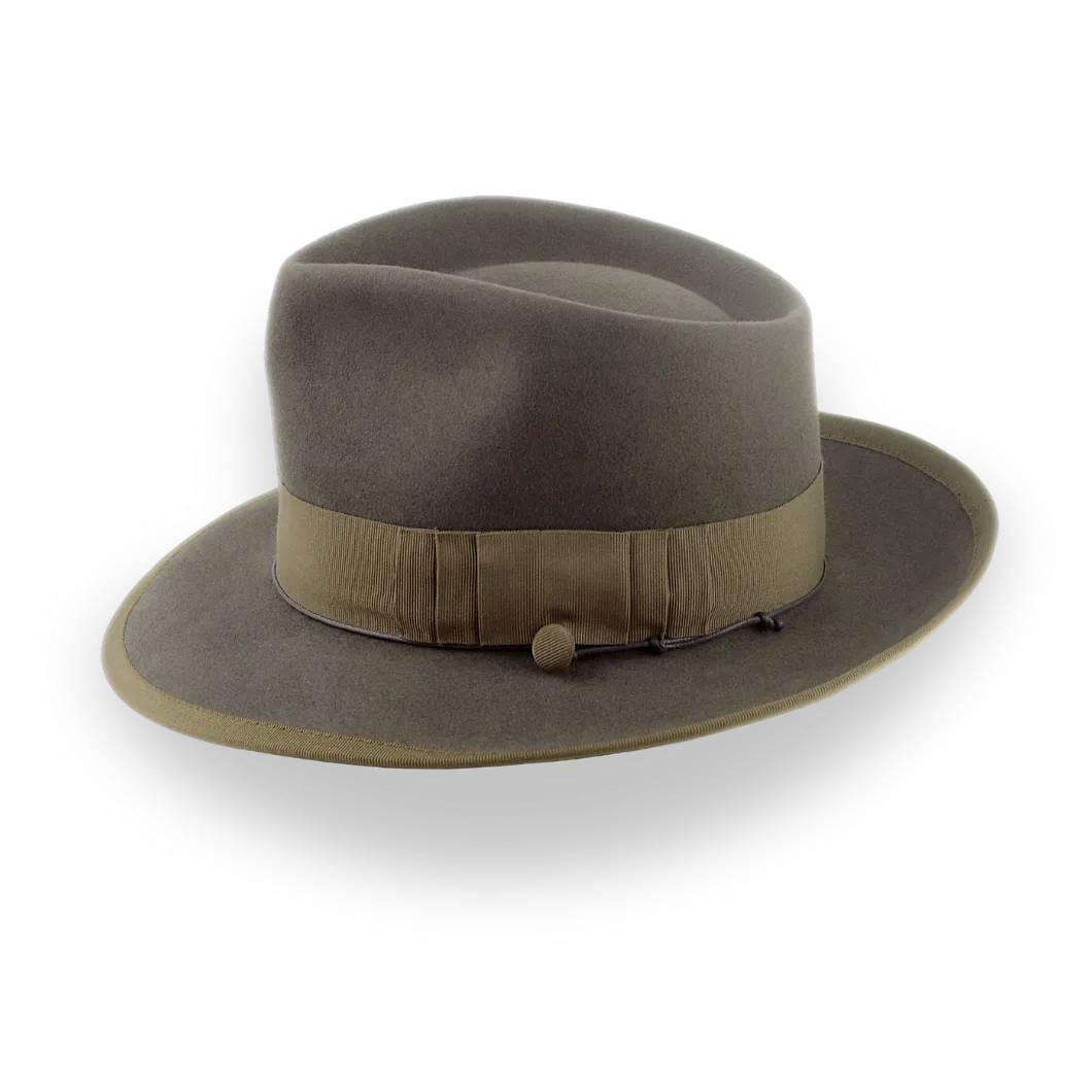 Khaki Vintage Style Fedora Hat in Luxurious Beaver Fur Felt |  The Pandamator - Agnoulita Hats 2 