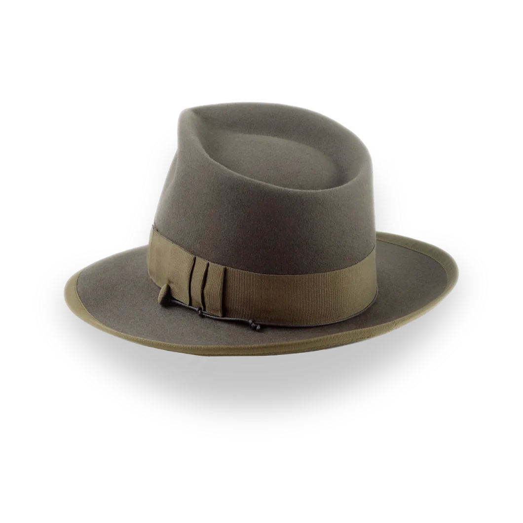 Khaki Vintage Style Fedora Hat in Luxurious Beaver Fur Felt |  The Pandamator - Agnoulita Hats 3 