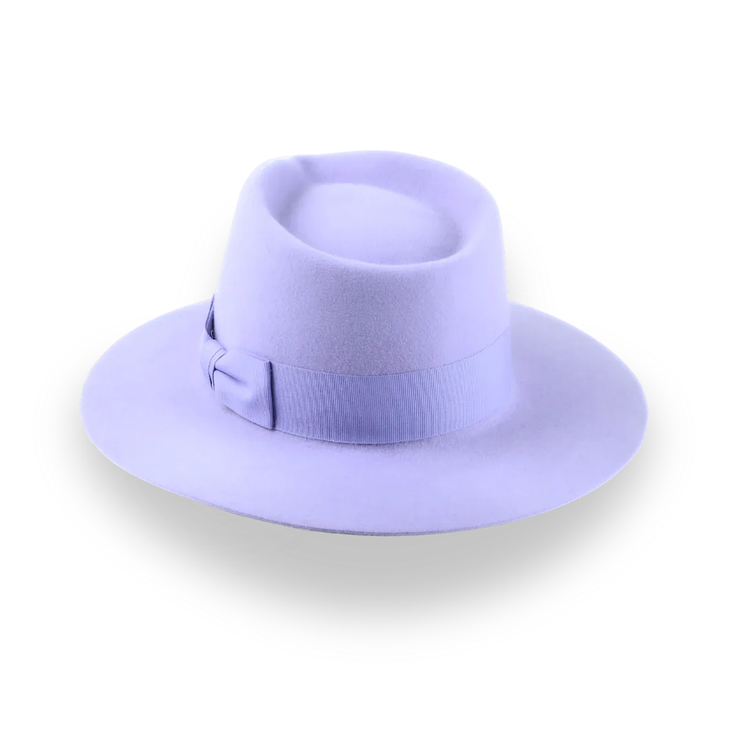 Lavender Flat Brim Fedora in Premium Fur Felt | The Solo - Agnoulita Hats 3 