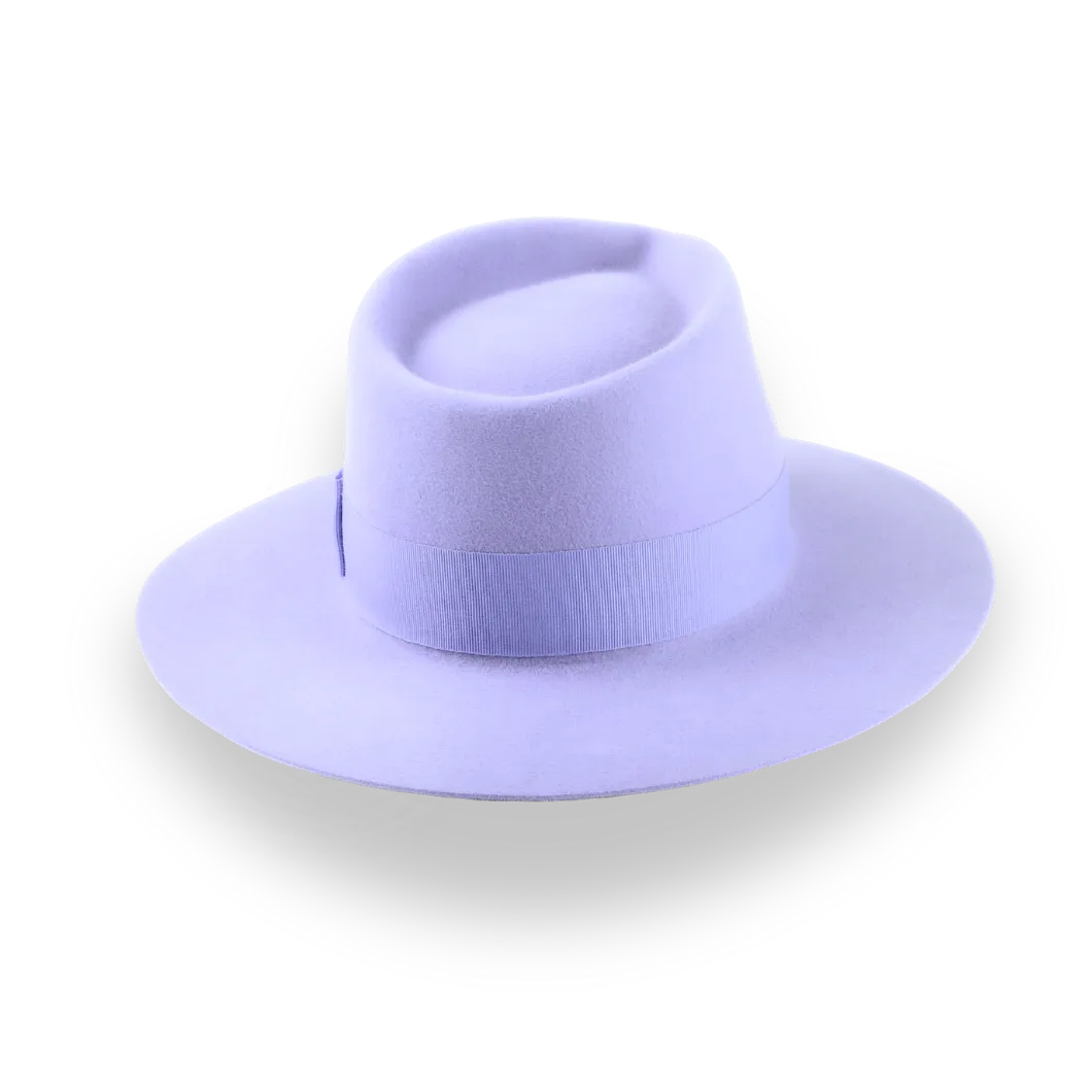 Lavender Flat Brim Fedora in Premium Fur Felt | The Solo - Agnoulita Hats 4 