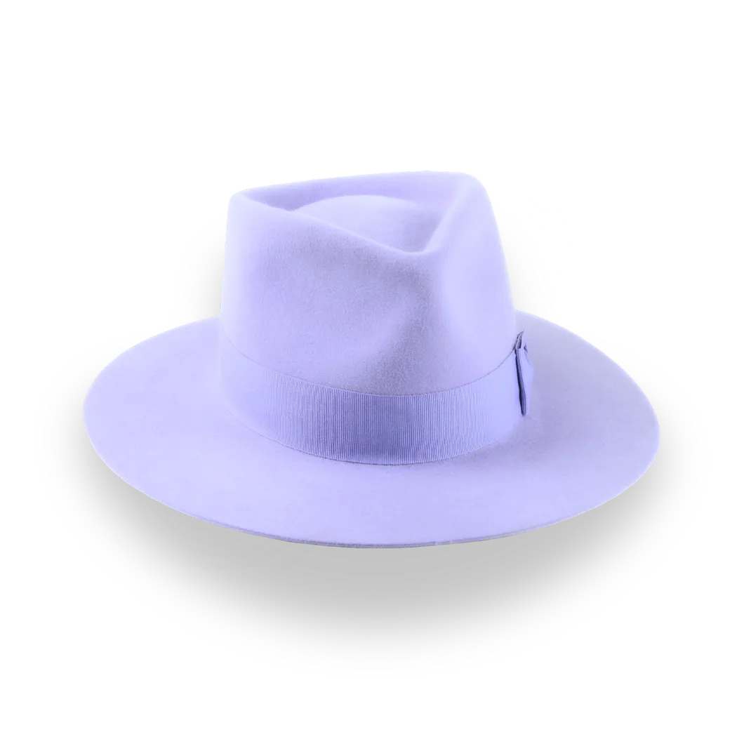 Lavender Flat Brim Fedora in Premium Fur Felt | The Solo - Agnoulita Hats 6 