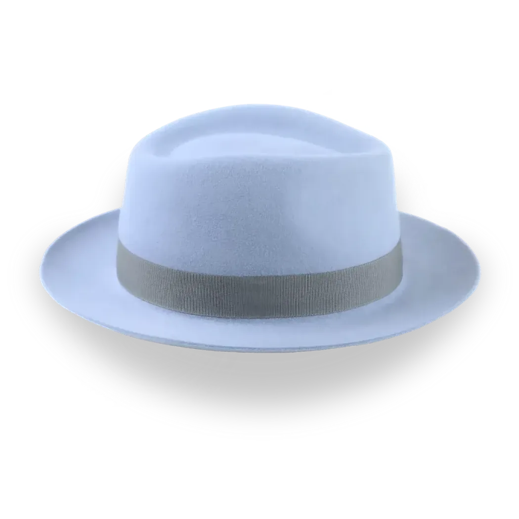 Light Blue Fur Felt Fedora Hat With A Medium Crown | The Clubber - Agnoulita Hats 5 