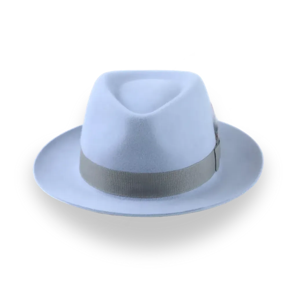 Light Blue Fur Felt Fedora Hat With A Medium Crown | The Clubber - Agnoulita Hats 6 
