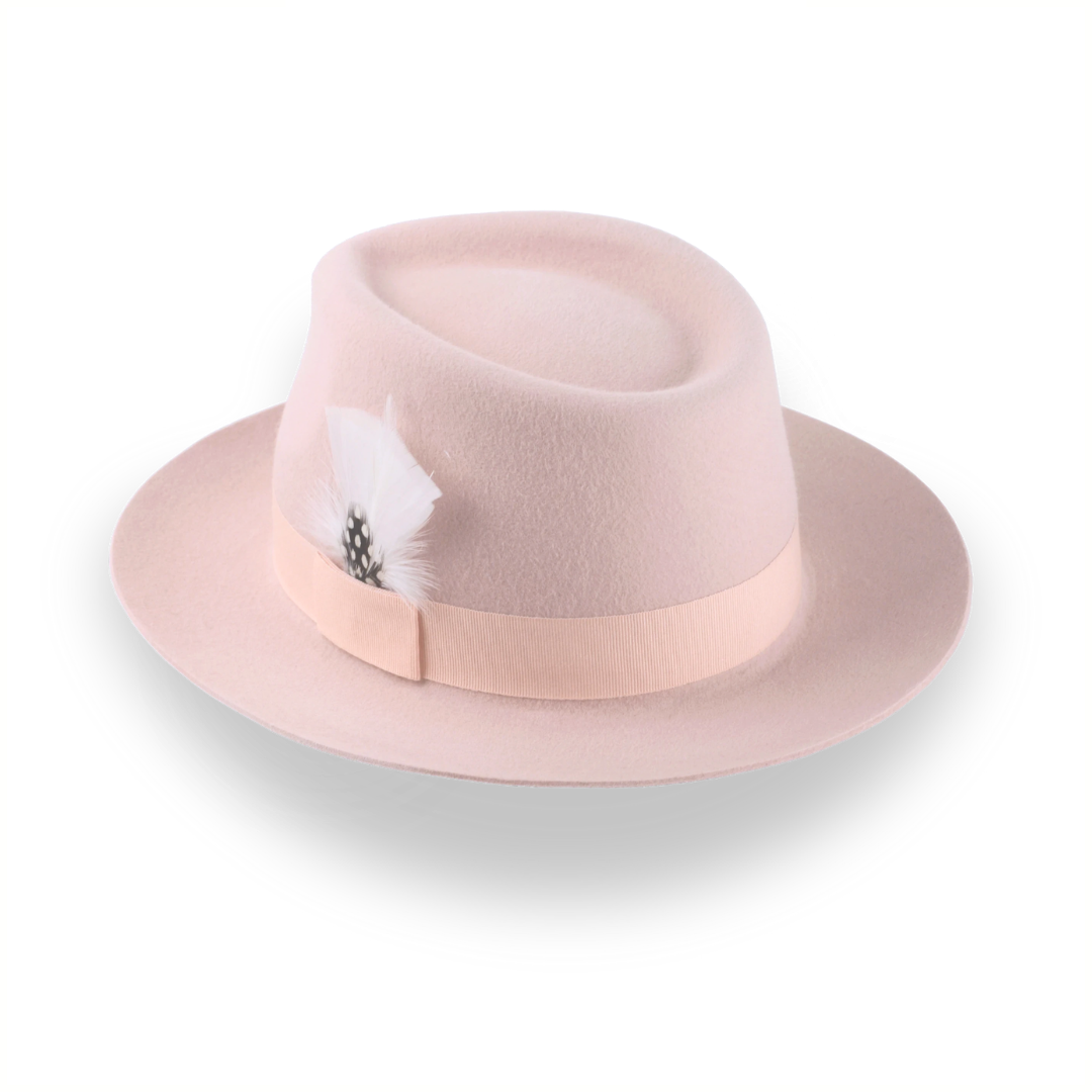 Light Pink Fedora with Medium Crown in Luxurious Fur Felt The Clubber