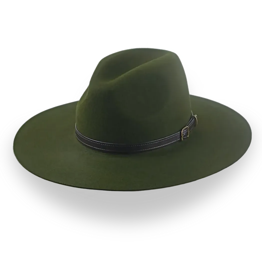 Loden Green Wide Brim Outback Hat in Durable Fur Felt | The Punter - Agnoulita Hats 1 
