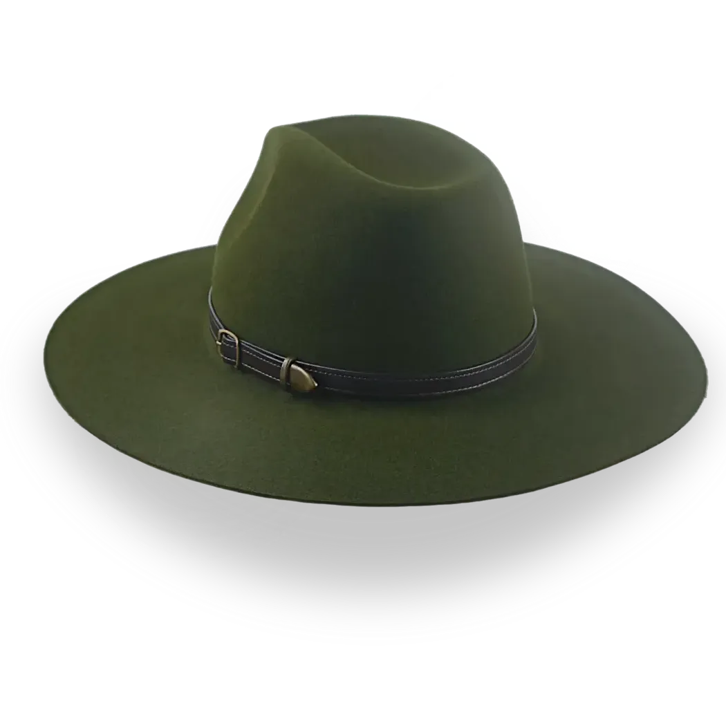 Loden Green Wide Brim Outback Hat in Durable Fur Felt | The Punter - Agnoulita Hats 3 