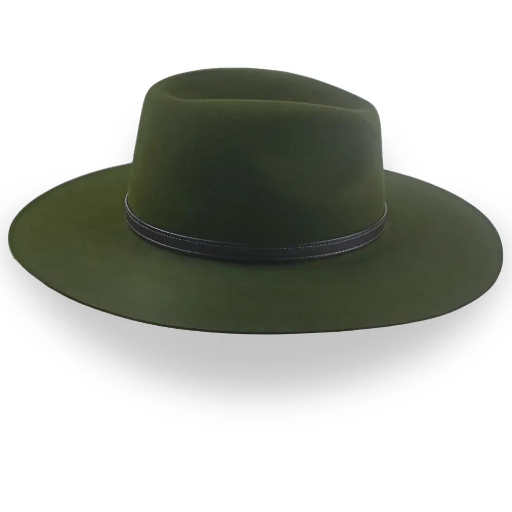 Loden Green Wide Brim Outback Hat in Durable Fur Felt | The Punter - Agnoulita Hats 5 