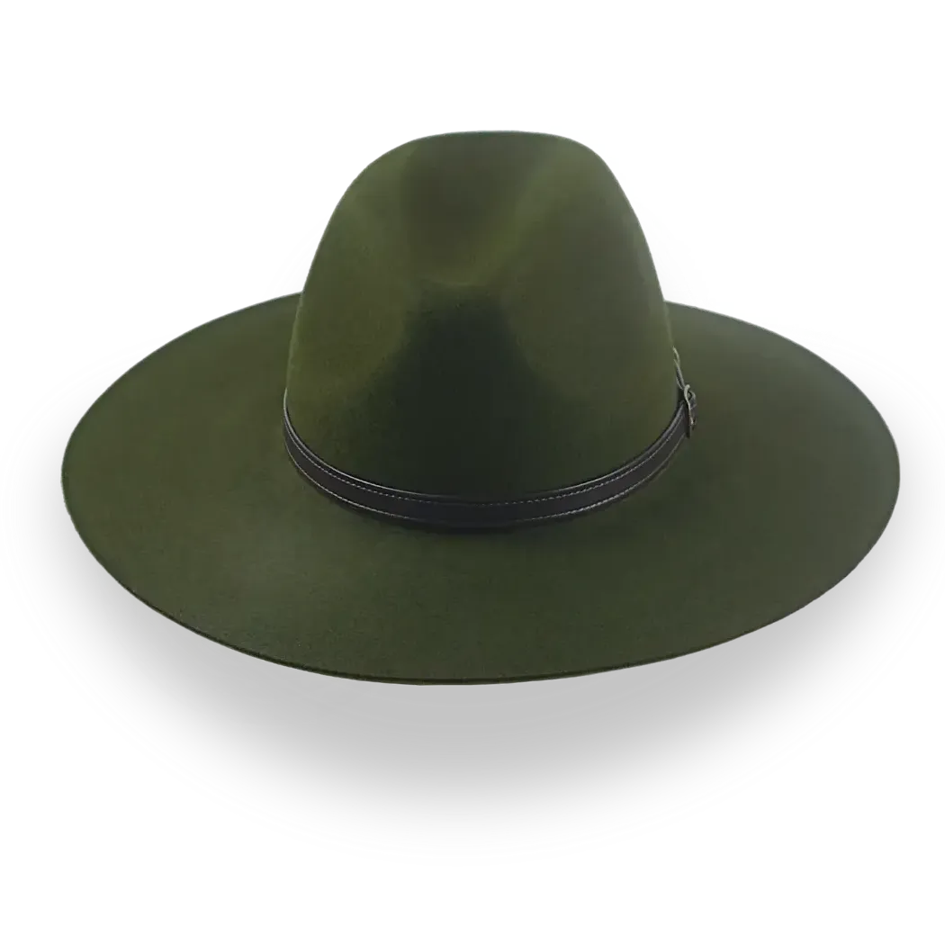 Loden Green Wide Brim Outback Hat in Durable Fur Felt | The Punter - Agnoulita Hats 6 