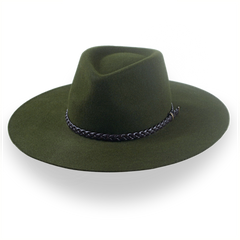 Low Crown Wide Brim Outback Fedora in Dark Olive Green | The Bush