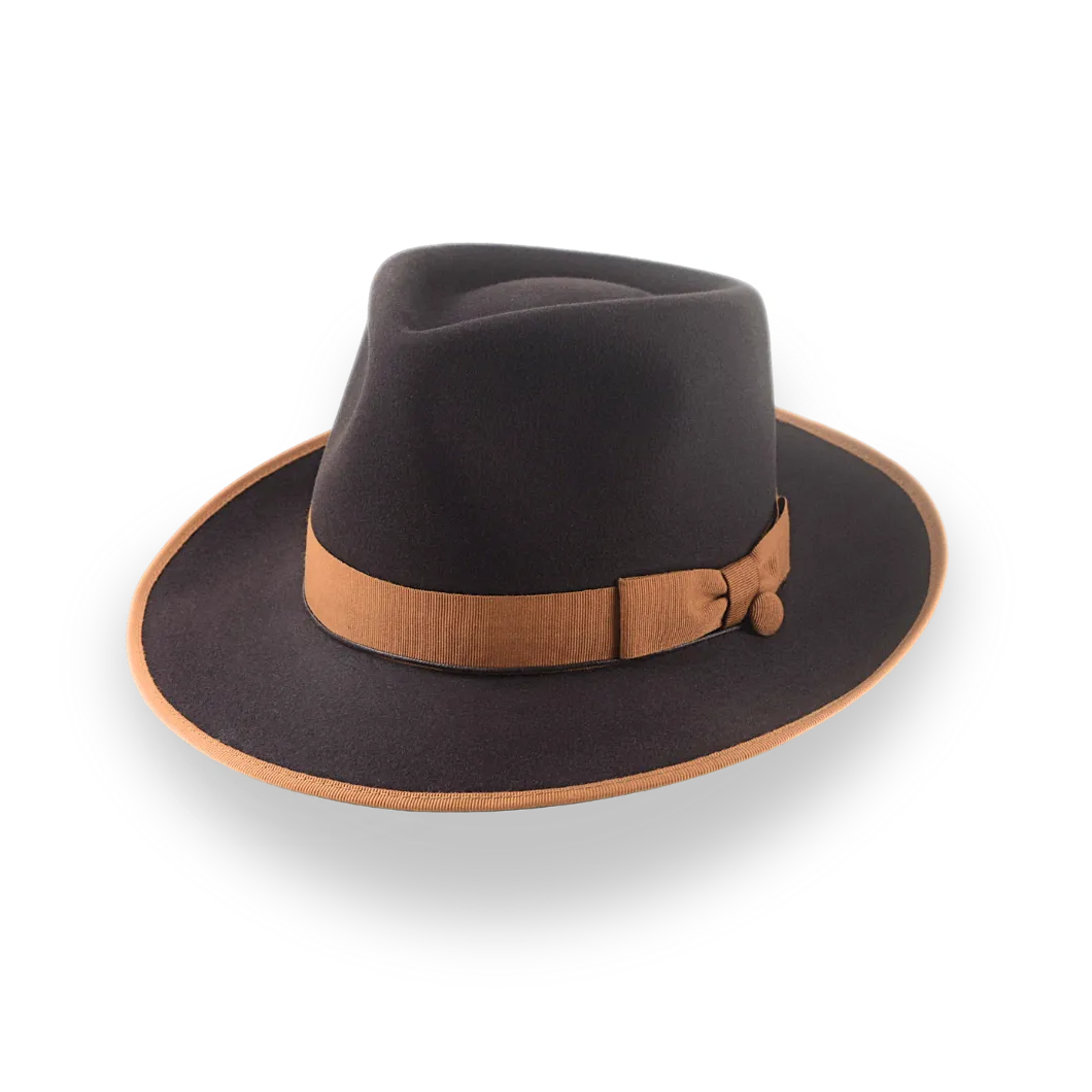 Luxury Teardrop Fedora in Chocolate Beaver Fur Felt | The Caesar - Agnoulita Hats 1 