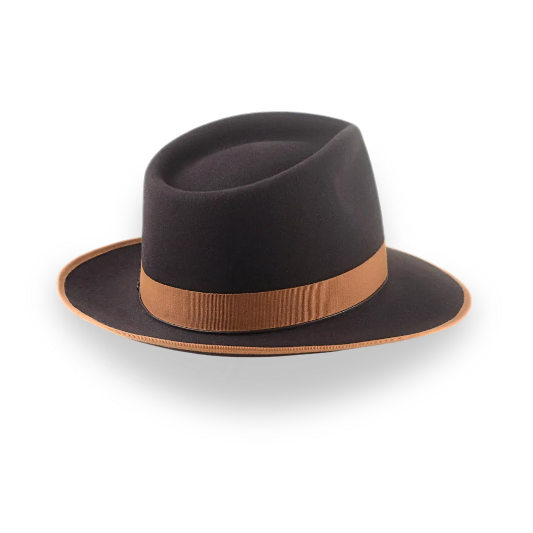 Luxury Teardrop Fedora in Chocolate Beaver Fur Felt | The Caesar - Agnoulita Hats 4 