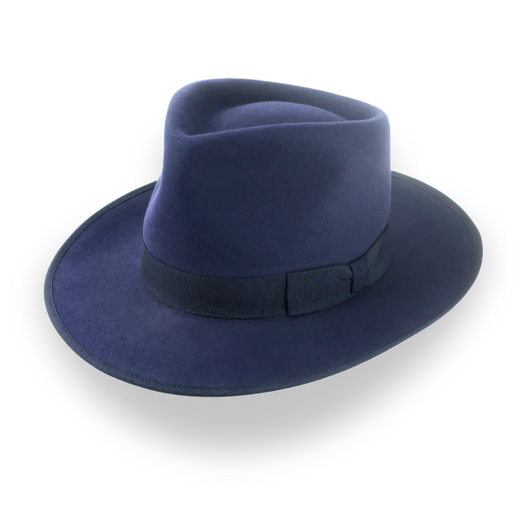 Navy Blue Custom Handcrafted Fedora Hat for Men in Fur Felt | The Tony - Agnoulita Hats 1 