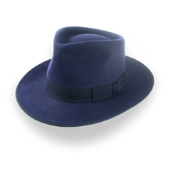 Cappello Fedora da uomo in feltro di pelliccia blu navy personalizzato e realizzato a mano | The Tony