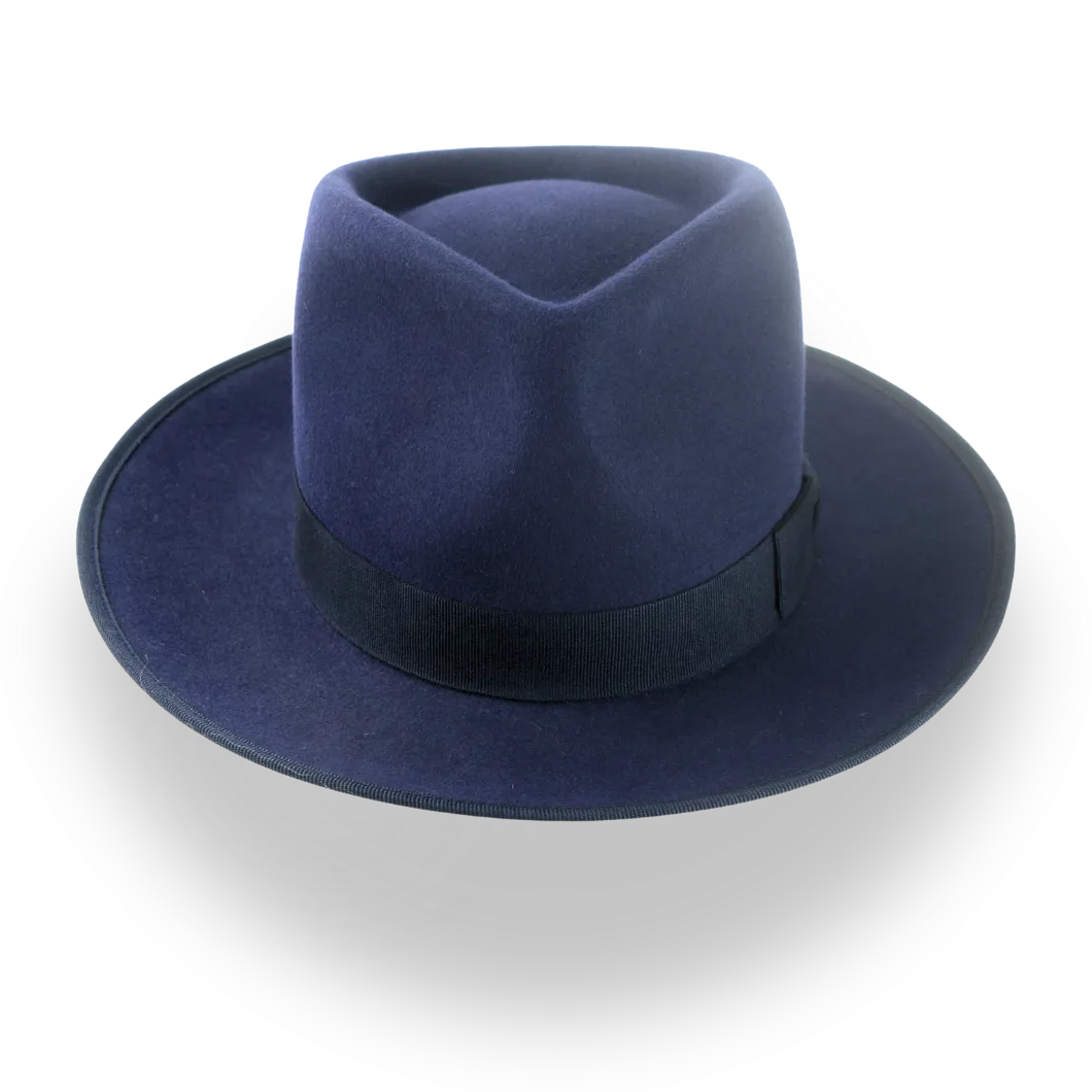 Navy Blue Custom Handcrafted Fedora Hat for Men in Fur Felt | The Tony - Agnoulita Hats 6 