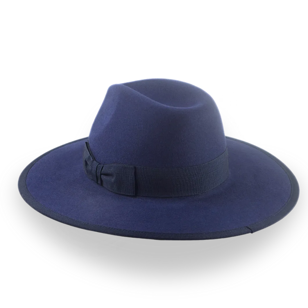 Navy Blue Flat Brim Fedora Hat in Stylish Fur Felt | The Taylor - Agnoulita Hats 3 