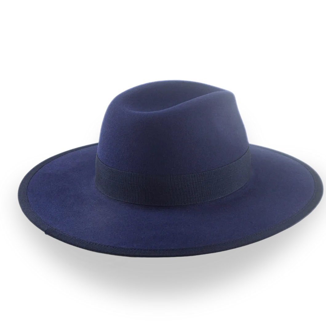 Navy Blue Flat Brim Fedora Hat in Stylish Fur Felt | The Taylor - Agnoulita Hats 4 