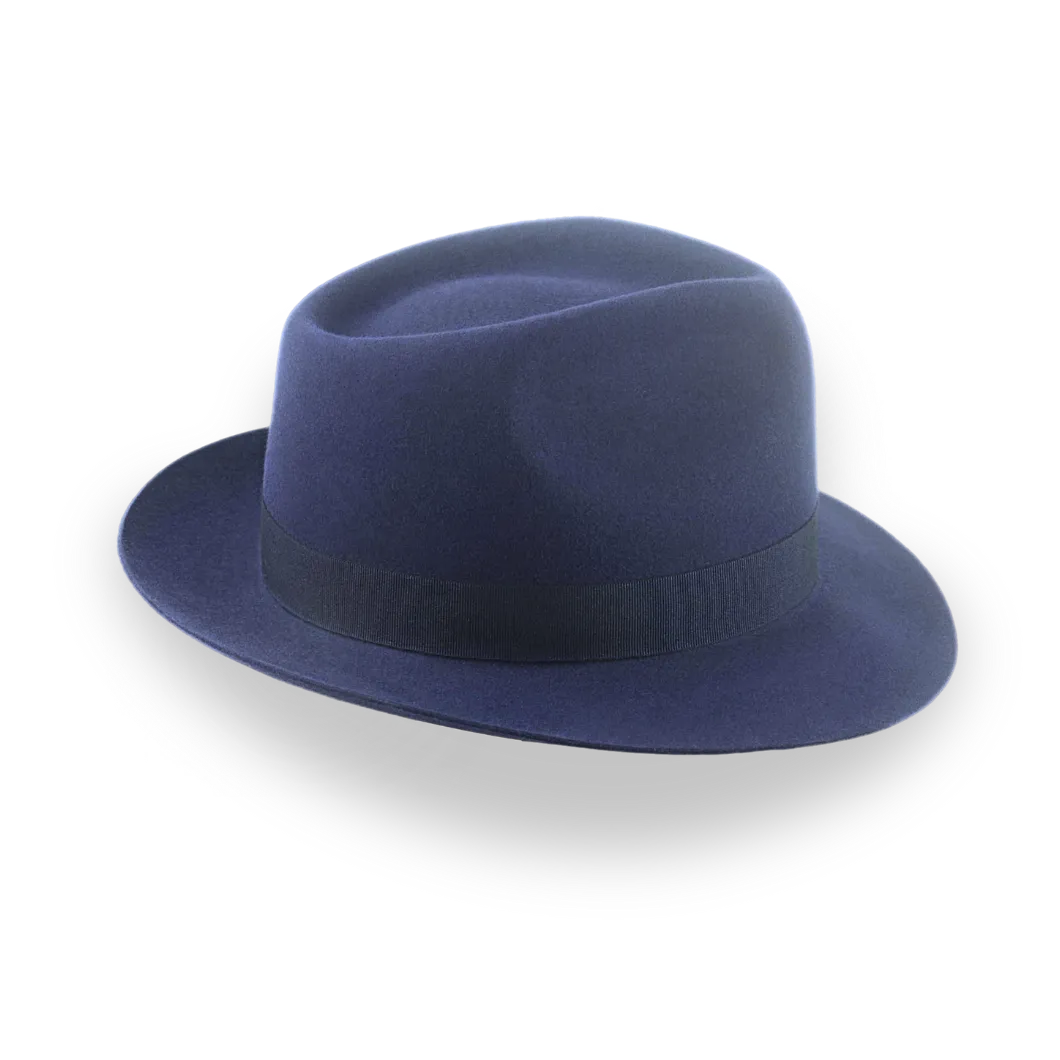 Navy Blue Teardrop Crown Fedora for Men | The Diplomat - Agnoulita Hats 5 