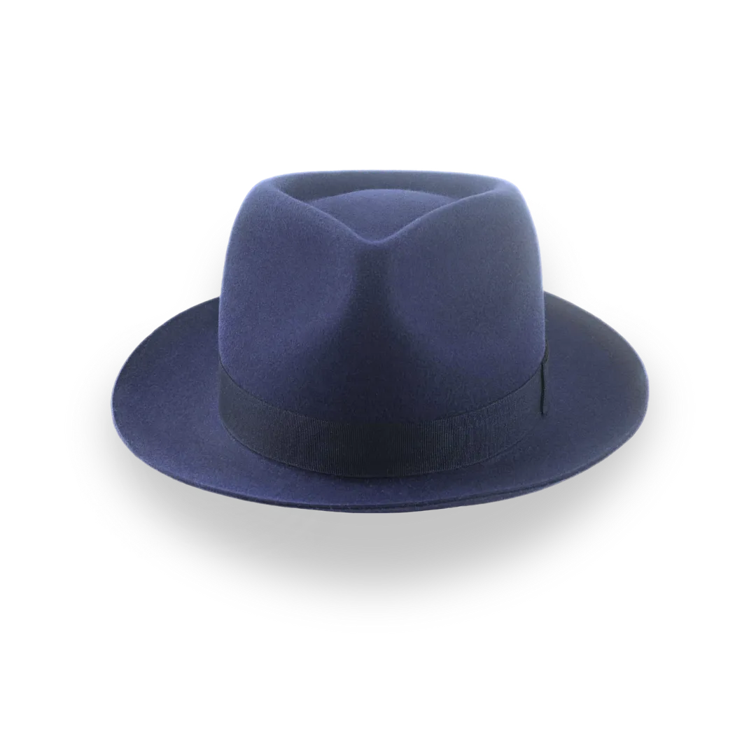 Navy Blue Teardrop Crown Fedora for Men | The Diplomat - Agnoulita Hats 6 