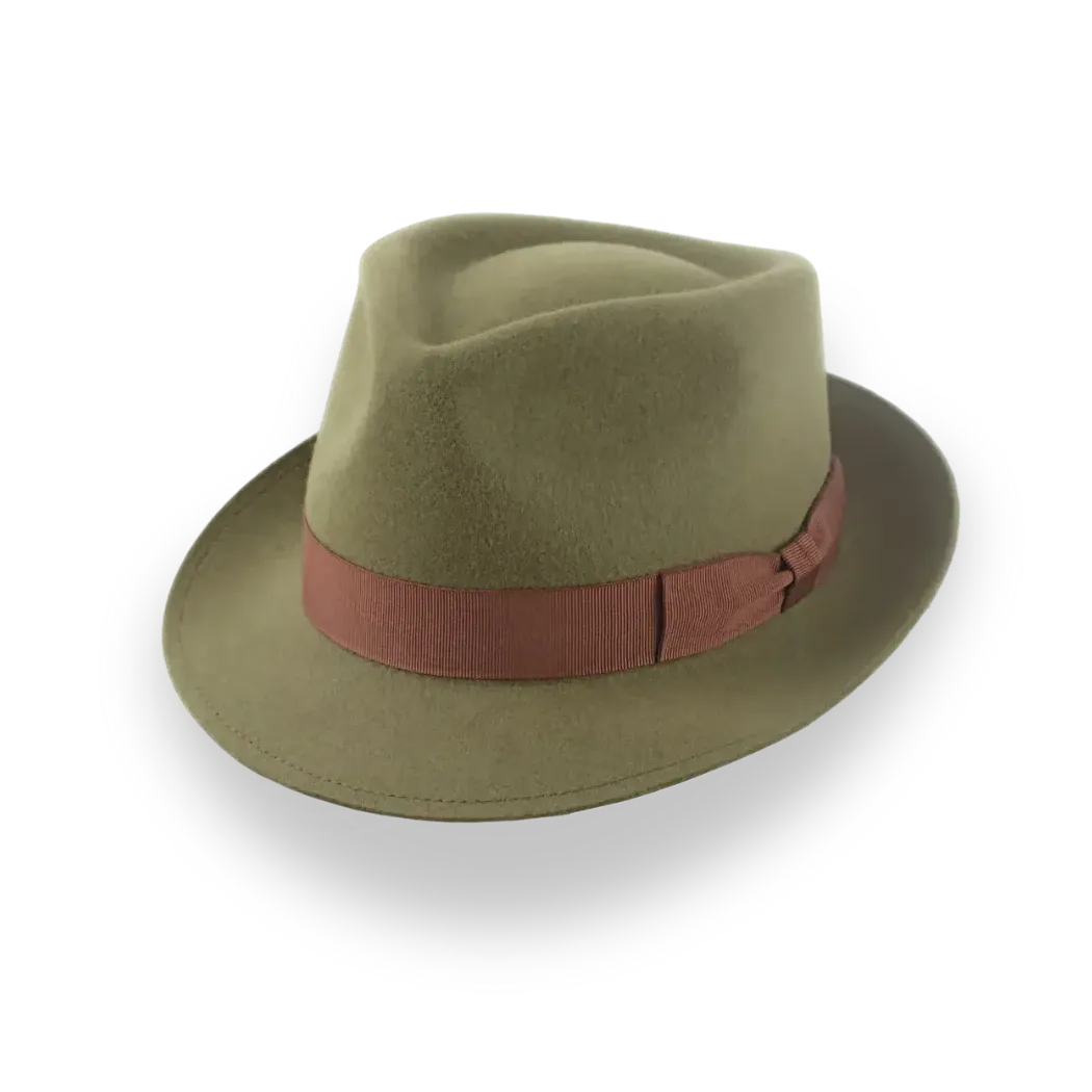 Olive Green Fur Felt Trilby Fedora Hat | The Colombo - Agnoulita Hats 1 