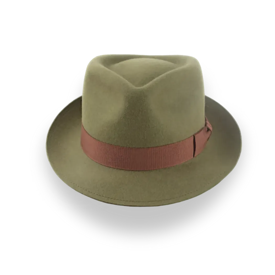 Olive Green Fur Felt Trilby Fedora Hat | The Colombo - Agnoulita Hats 6 