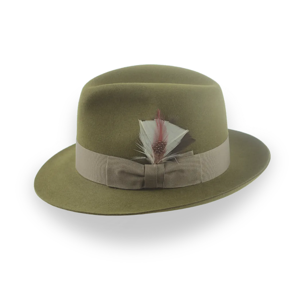 Olive Green Medium Brim Trilby Fedora in Fur Felt | The Phoenix - Agnoulita Hats 2 