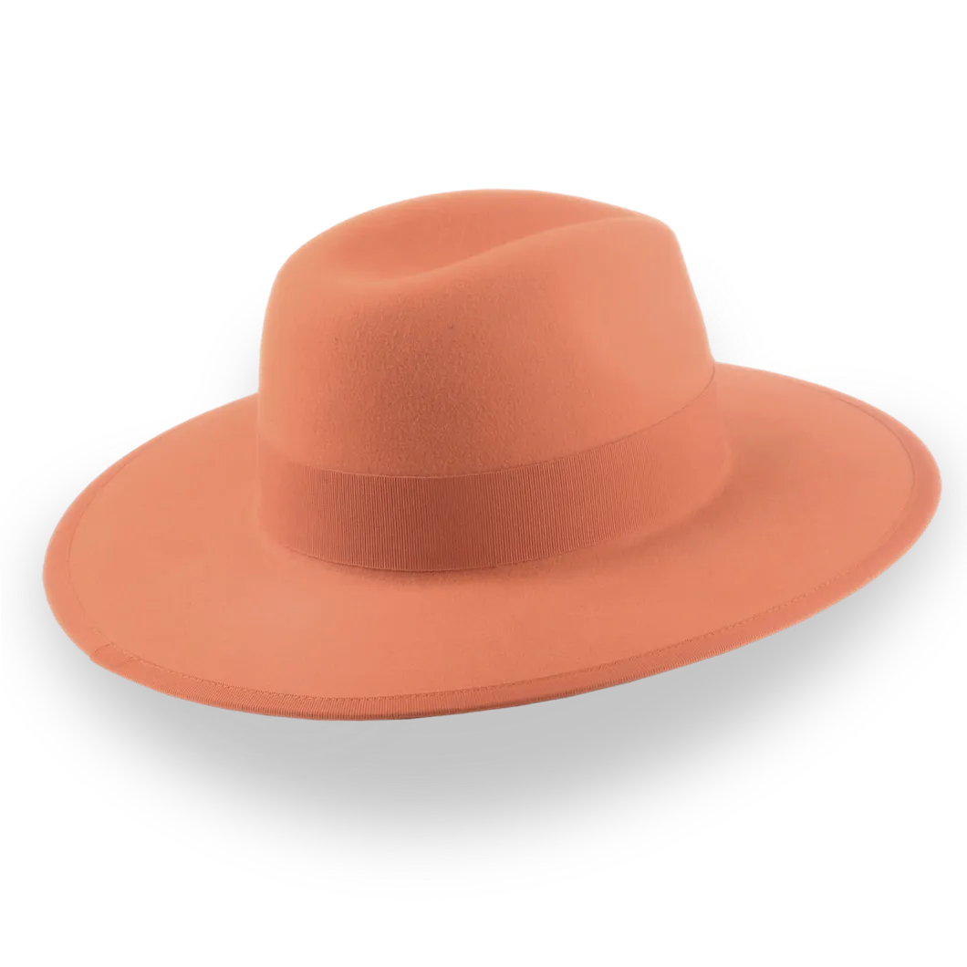 Orange Wide Brim Fedora in Stylish Fur Felt | The Taylor - Agnoulita Hats 4 