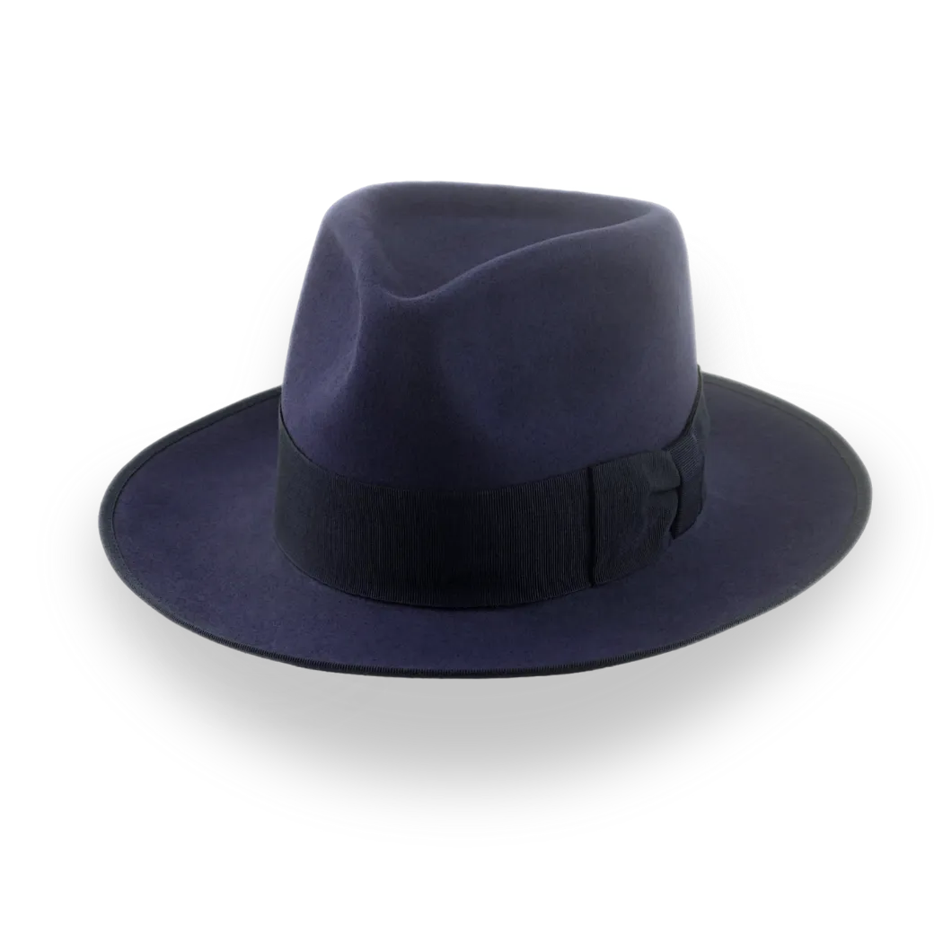Premium Beaver Fur Mens Navy Blue Fedora Hat | The Castor - Agnoulita Hats 1 