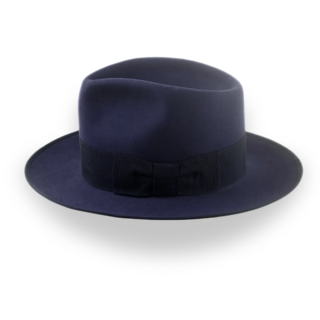 Premium Beaver Fur Mens Navy Blue Fedora Hat | The Castor - Agnoulita Hats 2 