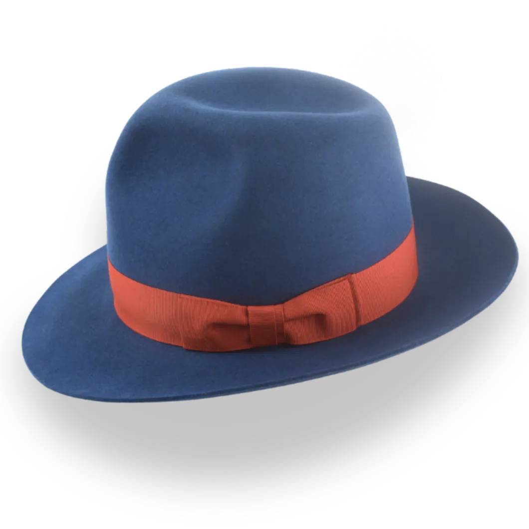 Premium Rabbit Fur Felt Blue Poet Fedora Hat | The Pulsar - Agnoulita Hats 2 