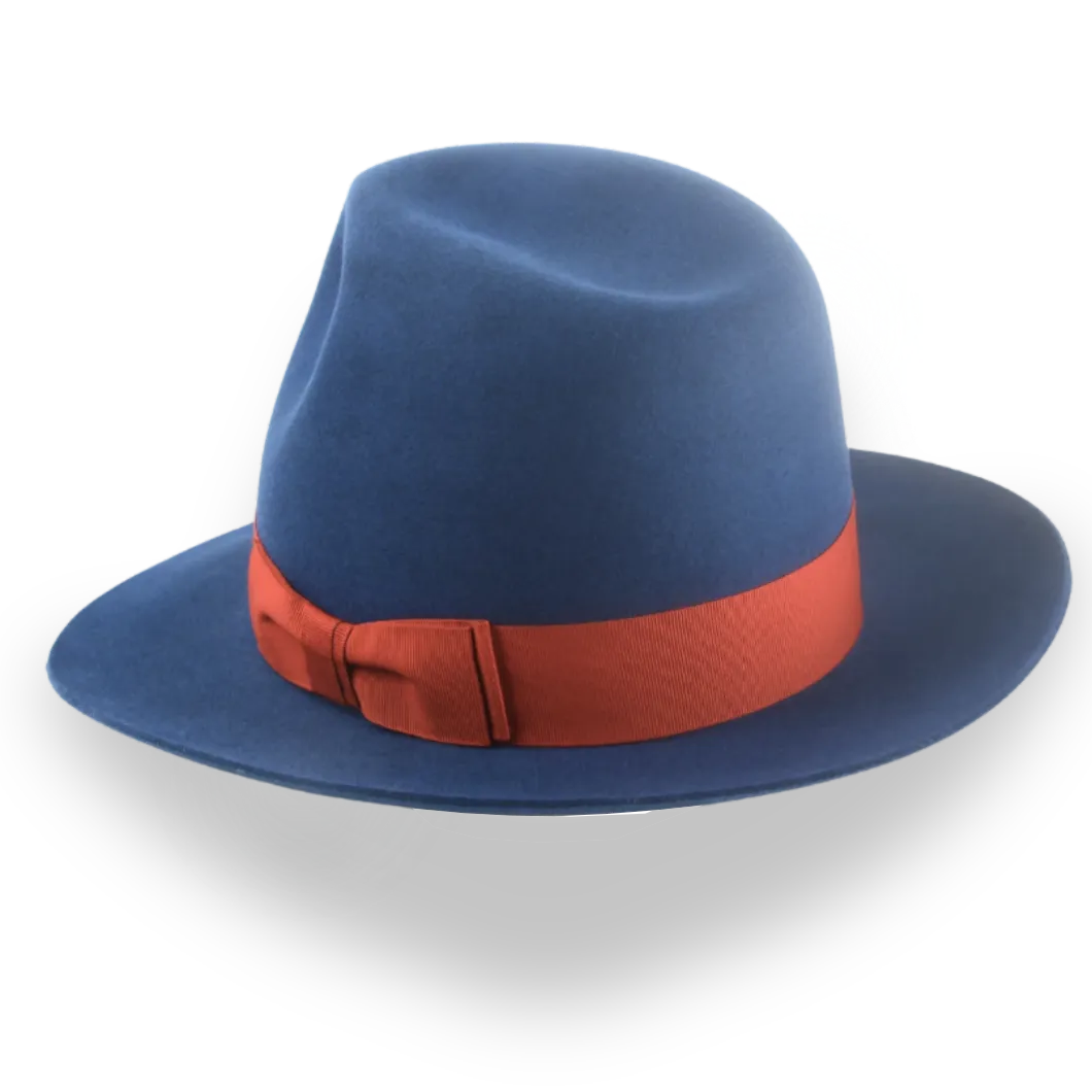 Premium Rabbit Fur Felt Blue Poet Fedora Hat | The Pulsar - Agnoulita Hats 3 