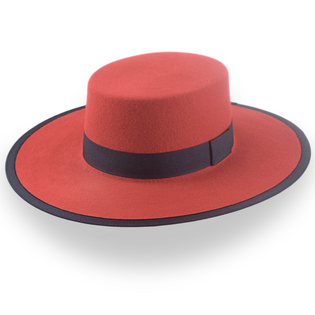 Red Western Hat with Flat Top in Premium Wool Felt | The Bolero - Agnoulita Hats 1 