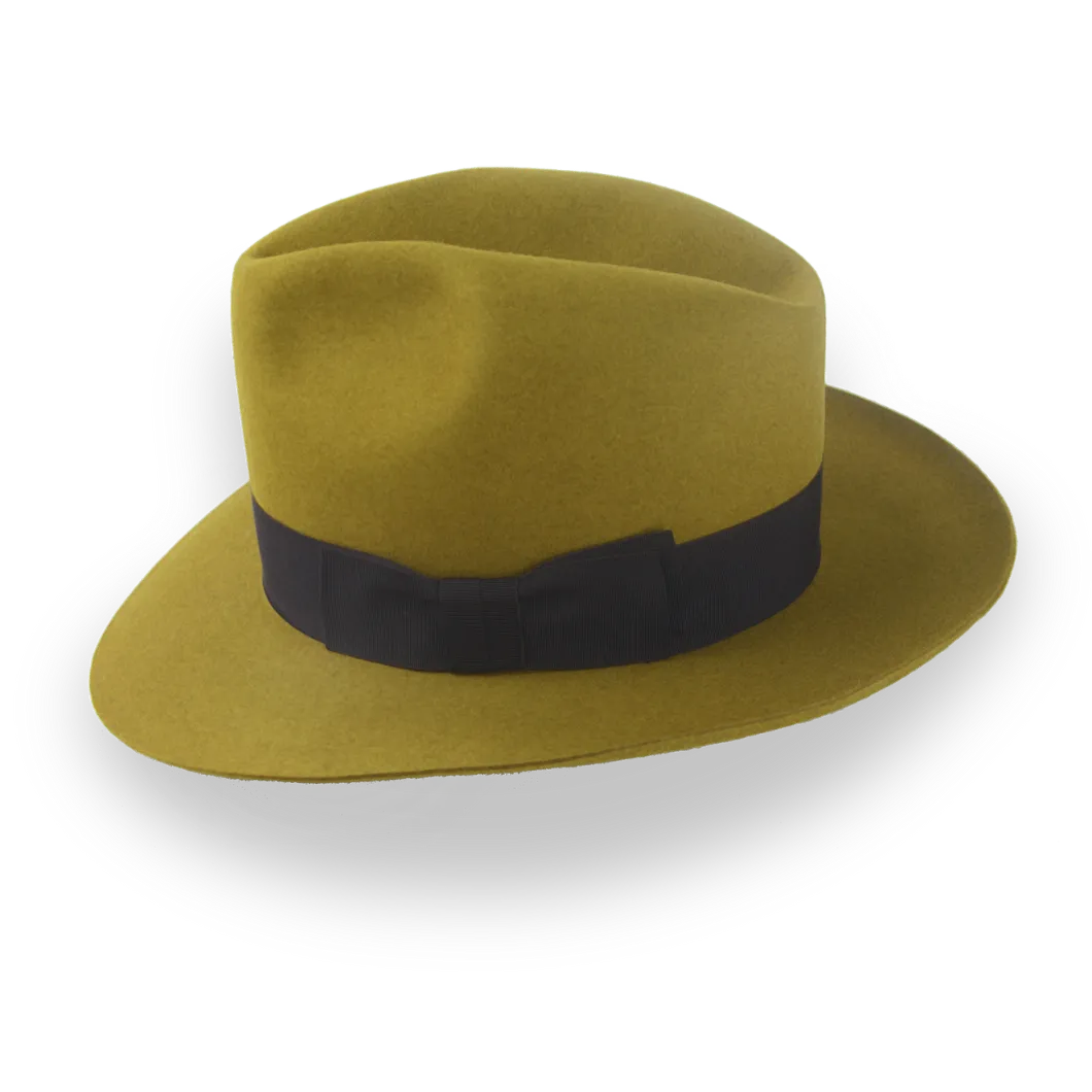 Retro Mustard Fedora Hat in Artisanal Beaver Fur Felt | The Chacho - Agnoulita Hats 2 