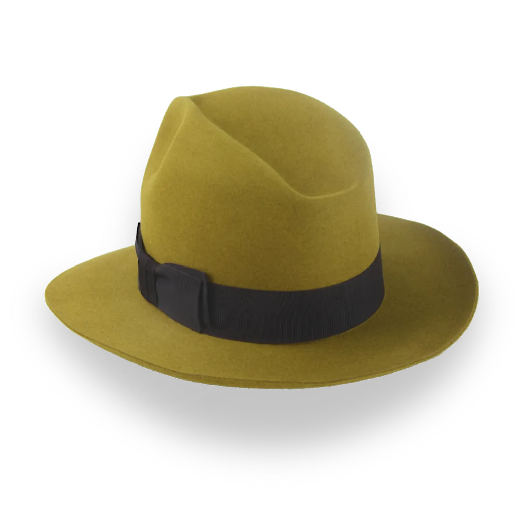 Retro Mustard Fedora Hat in Artisanal Beaver Fur Felt | The Chacho - Agnoulita Hats 3 