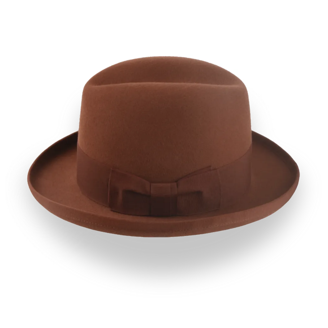 Rust Homburg Hat For Men in Rich Fur Felt | The Mage - Agnoulita Hats 2 