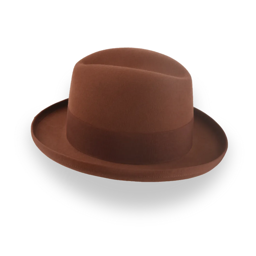 Rust Homburg Hat For Men in Rich Fur Felt | The Mage - Agnoulita Hats 5 