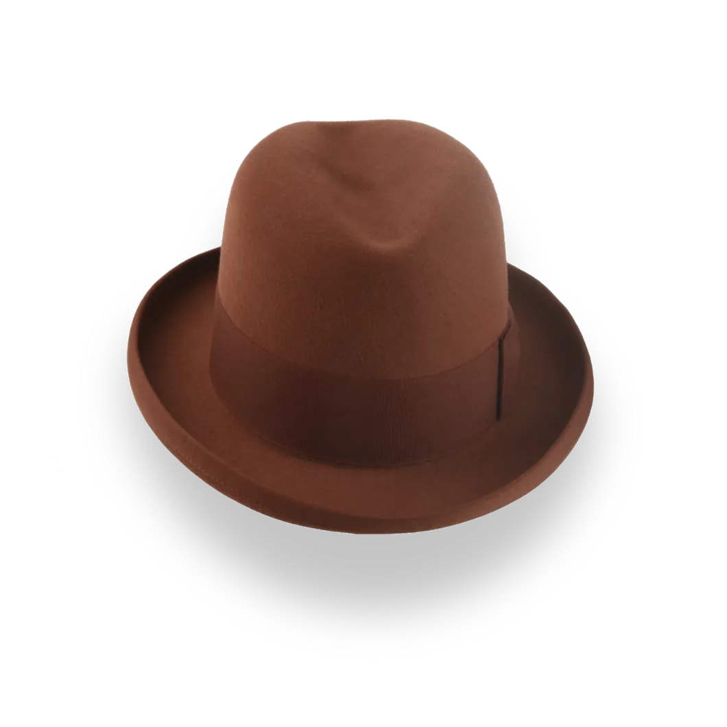 Rust Homburg Hat For Men in Rich Fur Felt | The Mage - Agnoulita Hats 6 