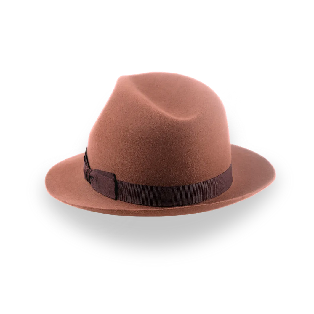 Rust Short Brim Trilby Fedora Hat in Soft Fur Felt | The Tomaso - Agnoulita Hats 3 
