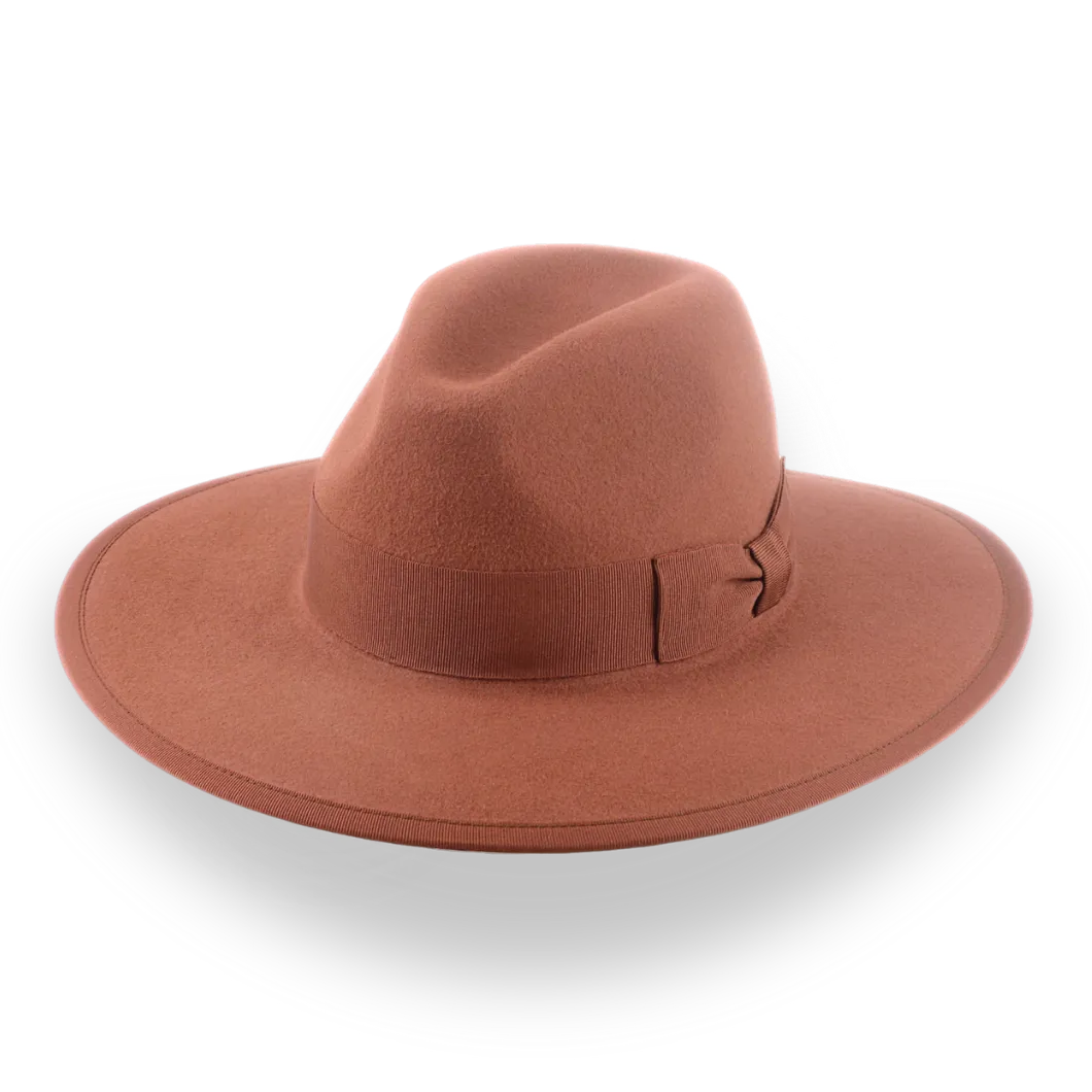 Rust Wide Brim Fedora Hat in Classy Fur Felt | The Taylor - Agnoulita Hats 1 
