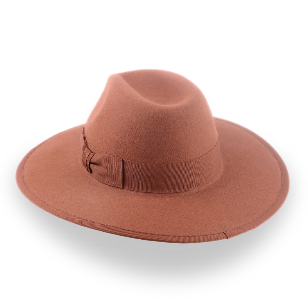 Rust Wide Brim Fedora Hat in Classy Fur Felt | The Taylor - Agnoulita Hats 3 